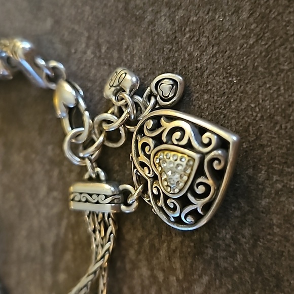 BRIGHTON Silver Plated Reno Multi-chain Heart Charm Tennis Bracelet - Picture 3 of 6